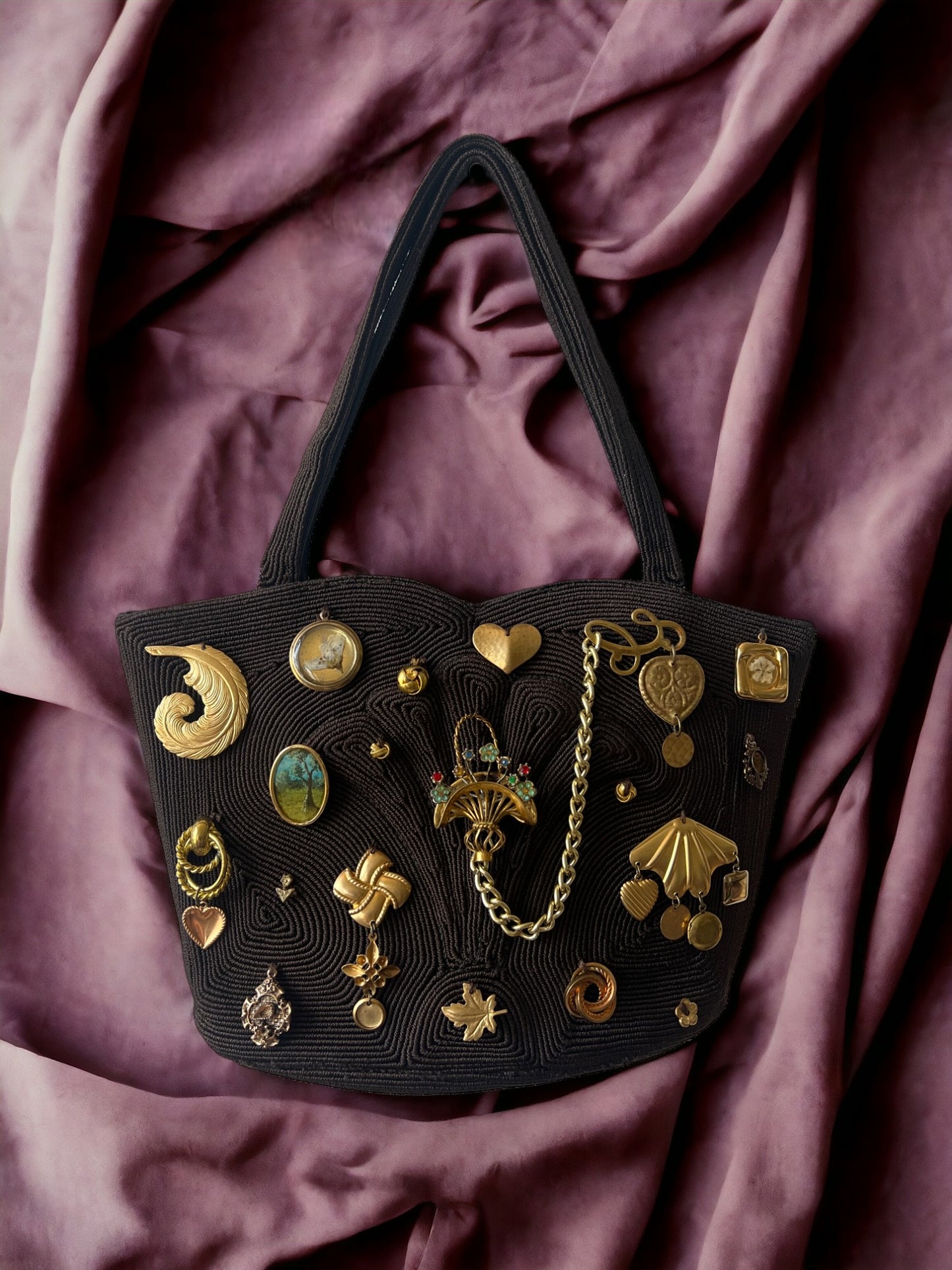 1940s Brown Corde ‘Gathered Charm’ Bag