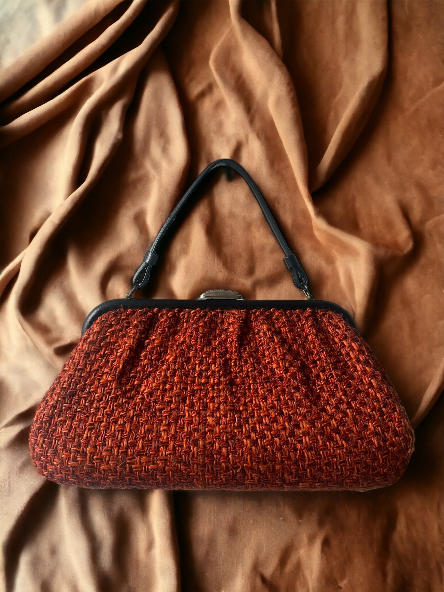 1960s Orange Tweed ‘Gathered Charm’ Bag