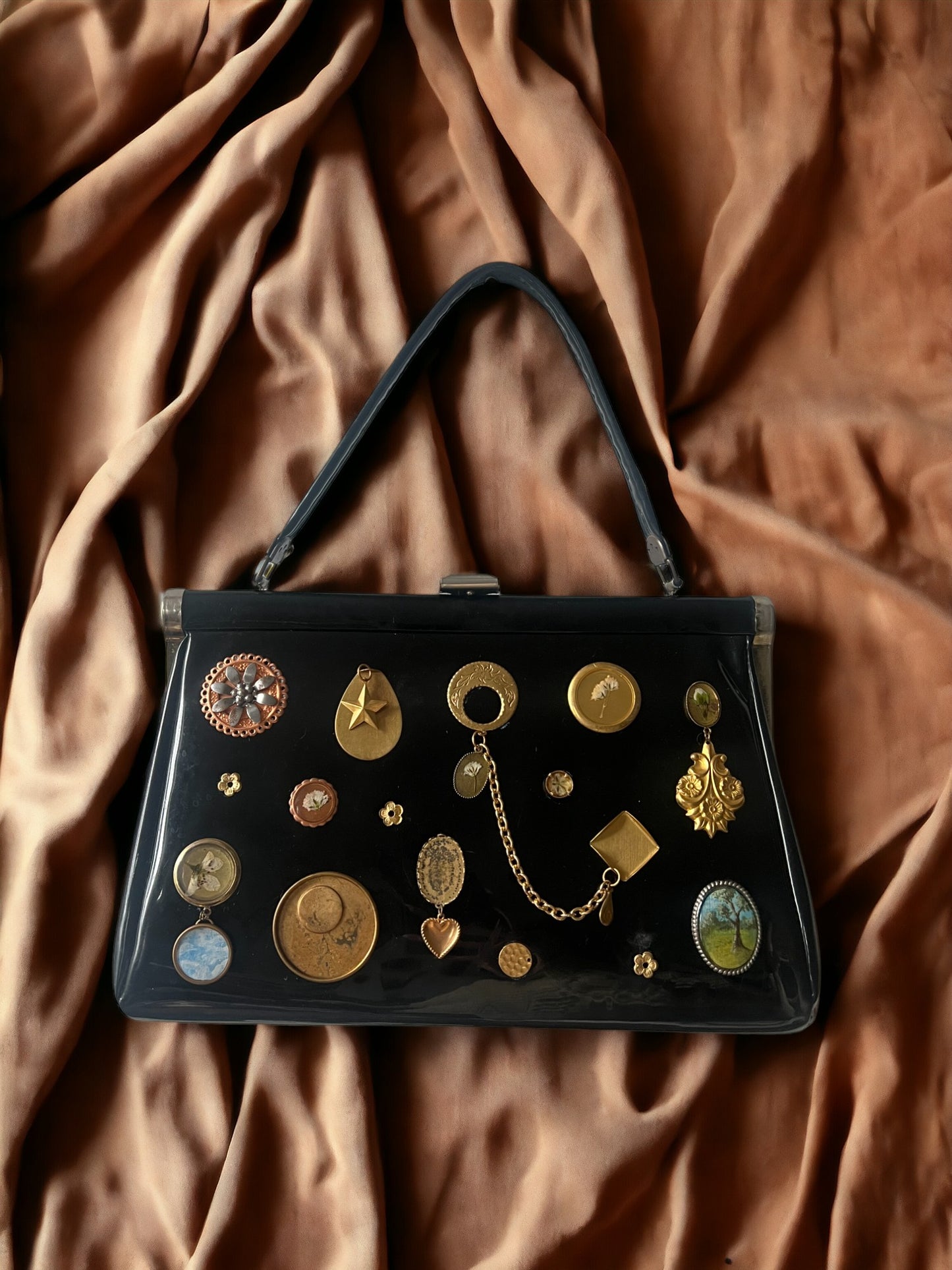 1960s Black Patent ‘Gathered Charm’ Bag