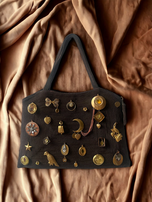 1940s Brown Corde ‘Gathered Charm’ Bag